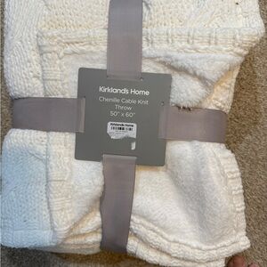 Kirkland's Home White Chenille Cable Knit Throw
